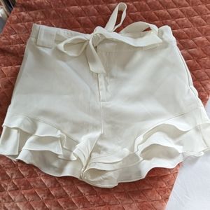 White Ruffle Shorts